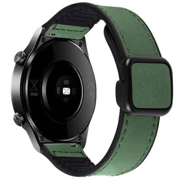 Garmin vivoactive 5 / Venu 2 Plus Universal 20 mm klokkerem Crazy Horse Texture lær + silikonarmbånd - Grønn