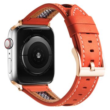 Apple Watch Series 41mm - 40mm - 38mm Rem i ekte kuskinn - Oransje