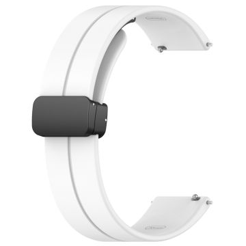 Huawei / Samsung Universal 22mm Smartwatch Strap Magnetisk sammenleggbar spenne Silikonbånd - Hvit