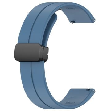 Huawei / Samsung Universal 22mm Smartwatch Strap Magnetisk sammenleggbar spenne Silikonbånd - Blå