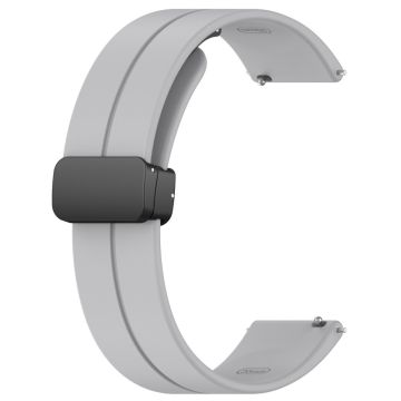 Huawei / Samsung Universal 22mm Smartwatch Strap Magnetisk sammenleggbar spenne Silikonbånd - Lysegrå