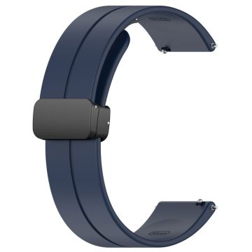 Huawei / Samsung Universal 22mm Smartwatch Strap Magnetisk sammenleggbar spenne Silikonbånd - Midnattsblå