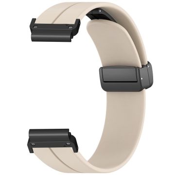 Garmin Fenix 7/6/5 22 mm håndleddsrem fleksibelt silikonarmbånd med magnetisk spenne - Vintage Hvit