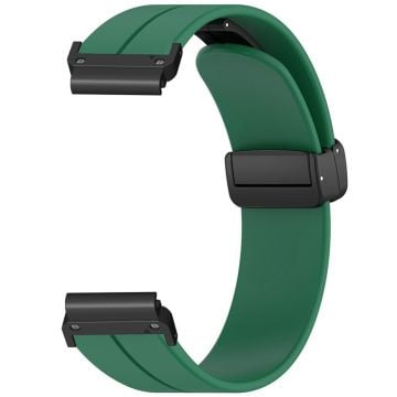 Garmin Fenix 7/6/5 22 mm håndleddsrem fleksibelt silikonarmbånd med magnetisk spenne - Militærgrønn