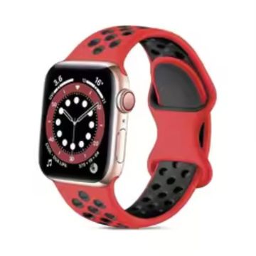 Apple Watch Series 41mm - 40mm - 38mm Silikonklokkearmbånd med to farger - Rød + Svart