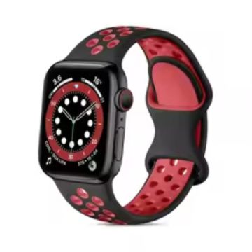 Apple Watch Series 41mm - 40mm - 38mm Silikonklokkearmbånd med to farger - Svart + Rød