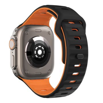 Apple Watch Series 41mm - 40mm - 38mm Watchstrap Dual Color Silikonarmbånd - Svart + Oransje