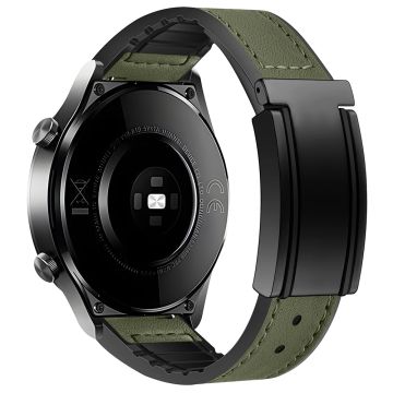 Huawei Watch 4 / 4 Pro / GT 4 46 mm klokkerem 22 mm silikon + urrem i ekte kuskinn - Grønn