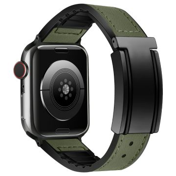 Apple Watch Series 41 mm - 40 mm - 38 mm klokkerem av silikon + ekte okseskinn - Grønn