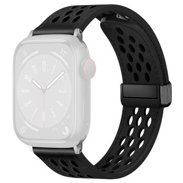 Apple Watch Series 41 mm - 40 mm - 38 mm urrem i uthulet lær - Svart