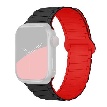 Apple Watch Series 41 mm - 40 mm - 38 mm klokkearmbånd i myk silikon med magnetisk rem - Svart / Rød