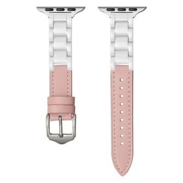 Apple Watch Series 41 mm - 40 mm - 38 mm keramisk klokkearmbånd - Rosa + Hvit