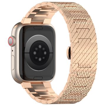 Apple Watch Series 9 8 7 41mm / 6 5 4 SE (2023) SE (2022) SE 40mm / 3 2 1 38mm Strap Texture Stainless Steel Watchband - Rose Gull