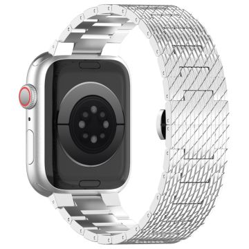 Apple Watch Series 9 8 7 41mm / 6 5 4 SE (2023) SE (2022) SE 40mm / 3 2 1 38mm Strap Texture Stainless Steel Watchband - Sølv