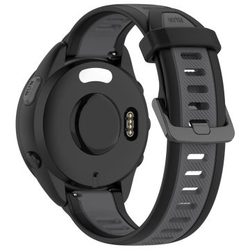 Huawei Watch GT 2 / 3 / 3 Pro / Samsung Galaxy Watch6 Klassisk silikonbånd 20 mm tofarget strukturert klokkerem - Svart / Mørkegrå