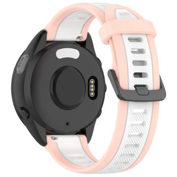 Huawei Watch GT 4 46 mm / Samsung Gear S3 Classic 22 mm håndleddsrem i to farger med strukturert silikonarmbånd - Lyserosa + Hvit