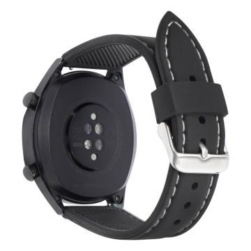 Huawei Watch GT 4 46mm / Watch 4 / Watch 4 Pro Fluorubber Strap 22mm vanntett klokkerem - Svart + Hvit Tråd