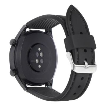 Huawei Watch GT 4 46mm / Watch 4 / Watch 4 Pro Fluorubber Strap 22mm vanntett klokkerem - Svart + Svart Tråd