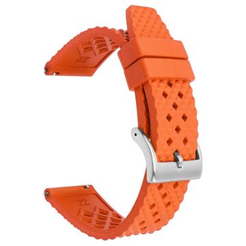 Huawei Watch GT 4 46mm / 4 Pro Strap 22mm Fluorubber Watchband - Oransje + Sølvspenne