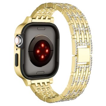 Apple Watch Series 6 5 4 SE (2023) SE (2022) SE 40 mm Rhinestone Decor metallrem integrert med urkasse - Gull