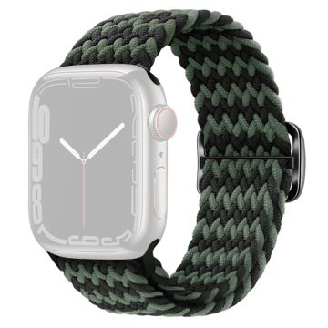 Apple Watch Series 9 8 7 41mm / 6 5 4 SE (2022) SE (2023) SE 40mm / 3 2 1 38mm Watchband Flettet nylonrem - W-Formet Svart + Grønn