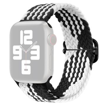 Apple Watch Series 9 8 7 41mm / 6 5 4 SE (2022) SE (2023) SE 40mm / 3 2 1 38mm Watchband Flettet nylonrem - Z-Formet Svart + Hvit