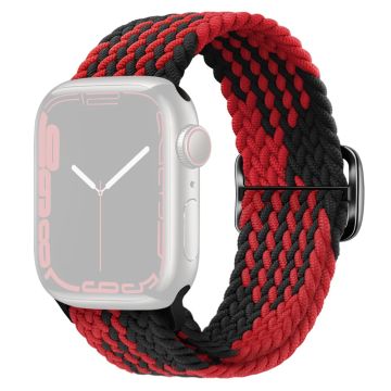 Apple Watch Series 9 8 7 41mm / 6 5 4 SE (2022) SE (2023) SE 40mm / 3 2 1 38mm Watchband Flettet nylonrem - Z-Formet Svart + Rød