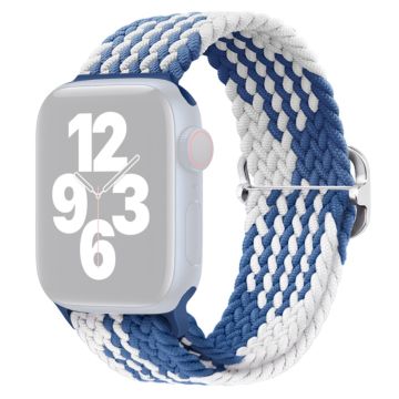 Apple Watch Series 9 8 7 41mm / 6 5 4 SE (2022) SE (2023) SE 40mm / 3 2 1 38mm Watchband Flettet nylonrem - Z-Formet Blå + Hvit