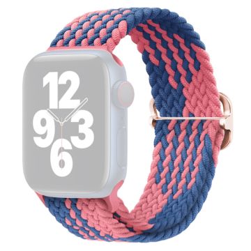 Apple Watch Series 9 8 7 41mm / 6 5 4 SE (2022) SE (2023) SE 40mm / 3 2 1 38mm Watchband Flettet nylonrem - Z-Formet Blå + Rosa