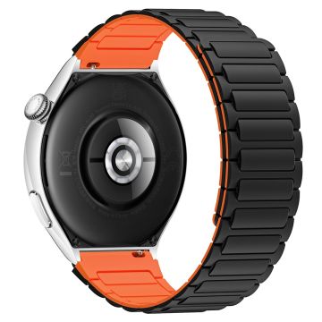 Silikonklokkearmbånd Huawei Watch 4 / 4 Pro / GT 4 46 mm magnetisk håndleddsrem - Svart / Oransje