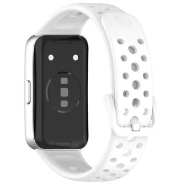 Huawei band 9 / 9 NFC / 8 / 8 NFC Pustende hull Erstatningsbånd av silikonklokkerem - Hvit