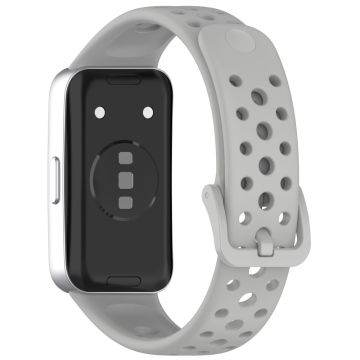 Huawei band 9 / 9 NFC / 8 / 8 NFC Pustende hull Erstatningsbånd av silikonklokkerem - Grå