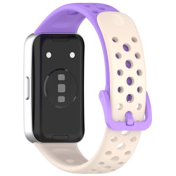 Huawei band 9 / 9 NFC / 8 / 8 NFC Pustende hull Erstatningsbånd av silikonklokkerem - Stjernelys + Lilla