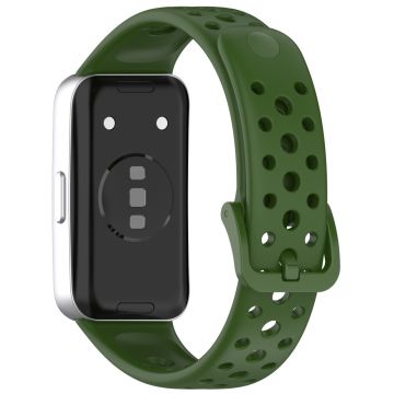 Huawei band 9 / 9 NFC / 8 / 8 NFC Pustende hull Erstatningsbånd av silikonklokkerem - Grønn