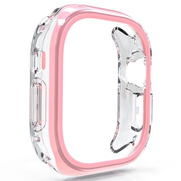 Apple Watch 7 / 8 / 9 41 mm hulutskåret støtsikkert + fleksibelt beskyttelsesdeksel Watch Frame Case - Rosa