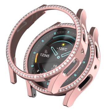 Samsung Galaxy Watch7 40 mm støtsikkert klokkeveske med Rhinestone-dekorasjon og uthult deksel - Rosa