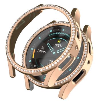 Samsung Galaxy Watch7 40 mm støtsikkert klokkeveske med Rhinestone-dekorasjon og uthult deksel - Rose Gull