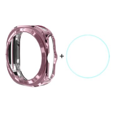 ENKAY HAT PRINCE Samsung Galaxy Watch Ultra 47 mm fleksibelt klokkeveske med 0,2 mm 9H skjermfilm - Rosa