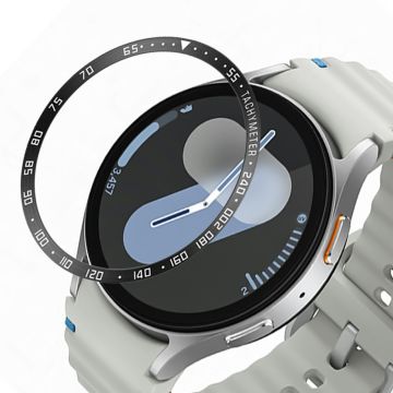 Type E for Samsung Galaxy Watch7 40mm Bezel Ring Metal Bezel Styling Dial Circle - Black / White Characters