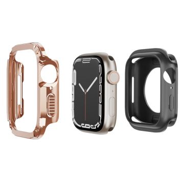 Watch Case Set Apple Watch Series 9 8 7 SE 6 5 4 41mm 40mm Hard Bump Resistant and Flexible Watch Frame Cover Combo - Rose Gold