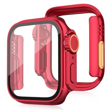 Bump Resistant Watch Case Apple Watch Series 6 5 4 SE (2022) SE (2023) SE 40mm Watch Cover with Tempered Glass Film - Red