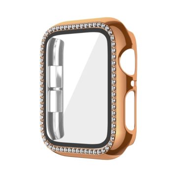 Apple Watch Serie 6 / 5 / 4 / SE (2022) / SE (2023) / SE 40 mm støtsikkert etui Rhinestone Watch-deksel med herdet glassfilm - Rose Gull