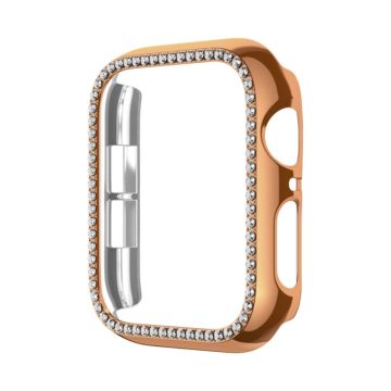 Apple Watch Serie 6 / 5 / 4 / SE (2022) / SE (2023) / SE 40 mm hul slagfast klokkeveske med rhinestone ramme - Rose Gull