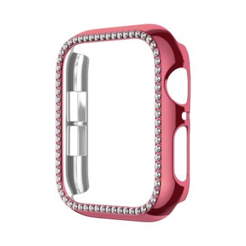 Apple Watch Serie 6 / 5 / 4 / SE (2022) / SE (2023) / SE 40 mm hul slagfast klokkeveske med rhinestone ramme - Rosa Rose