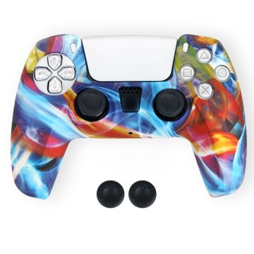 DATA FROG Sony Playstation 5 Game Controller Anti-Skid Silicone Case Gamepad Protective Cover with 2 Rocker Caps - Pattern 04