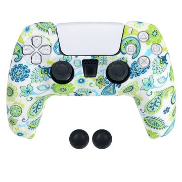 DATA FROG Sony Playstation 5 Game Controller Anti-Skid Silicone Case Gamepad Protective Cover with 2 Rocker Caps - Pattern 10