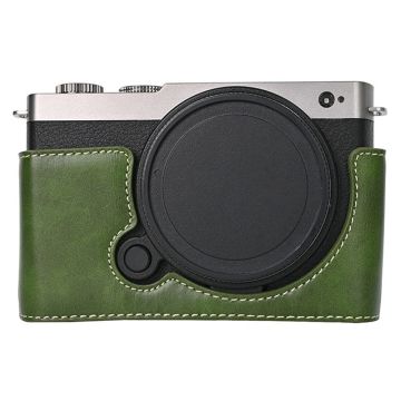 Panasonic Lumix S9 Camera Case Vegan Leather Half Cover with Battery Opening Bottom - Green