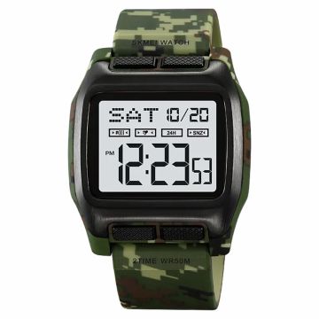 SKMEI 2193 Square Digital Watch med EL-bakgrunnsbelysning - Armygrønn Kamuflasje