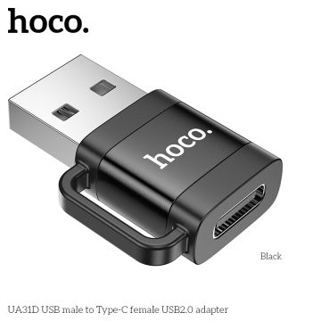 UA31D USB male to Type-C female USB2.0 adapter - black