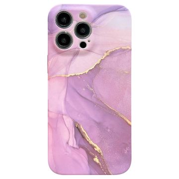 Marble iPhone 14 Pro Etui - Lilla